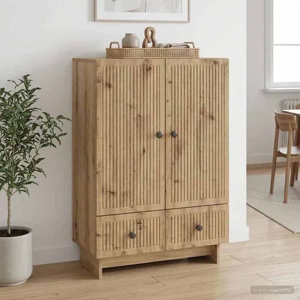 Maison Exclusive - Buffet Egetræ Håndlavet 66 x 34,5 x 95 cm Ingeniørtræ