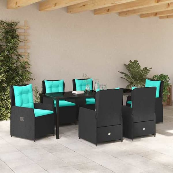 Maison Exclusive - 7 pc have spisebordssæt i sort poly rattan Svart