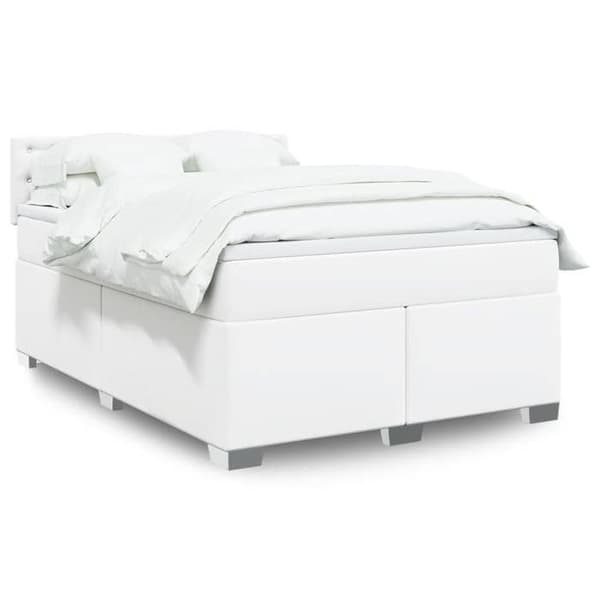 Maison Exclusive - Sengebund med lameller og madras Hvid 140x190cm Similæder