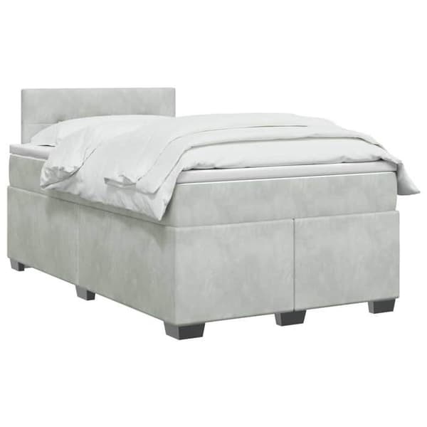 Maison Exclusive - Sängbox med madrass Ljusgrå 120 x 190 cm Sammet Ljusgrått