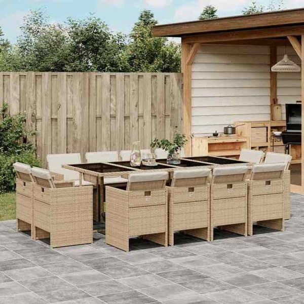 Maison Exclusive - Puutarhakalusteryhmä ja tyynyt 13 kpl beige