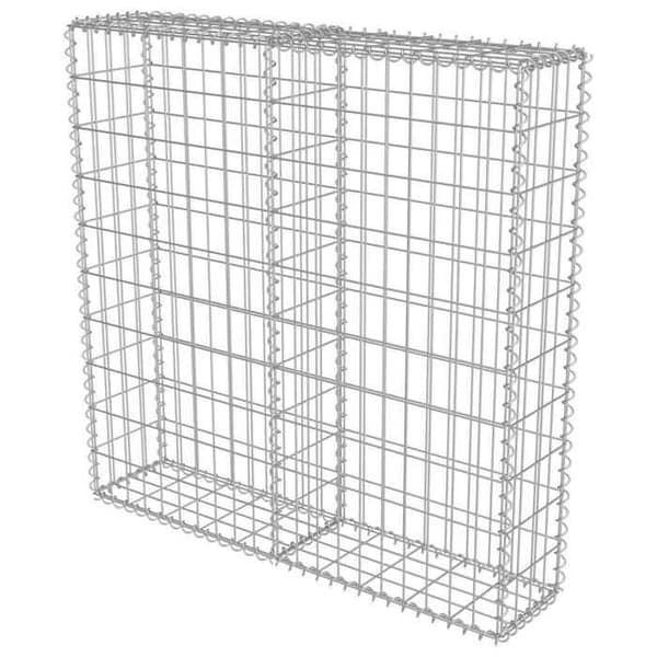Maison Exclusive - Gabionvägg med galvaniserade stålskydd 100x20x100 cm silver-