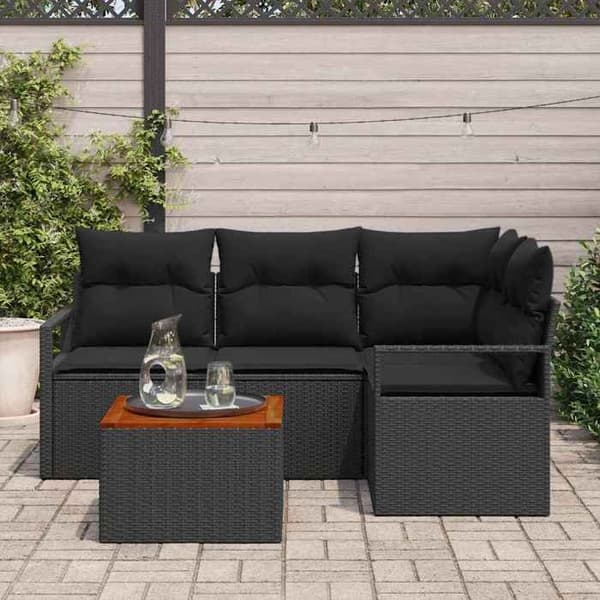 Havemøbler - MAISON EXCLUSIVE - Modulerbar - Sort - Poly rattan & akacietræ - UV-bestandig Svart