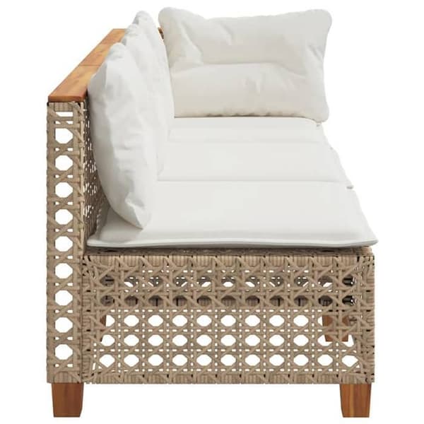 Maison Exclusive - Trädgårdsoffa med kuddar 3 platser beige flätad resin beige