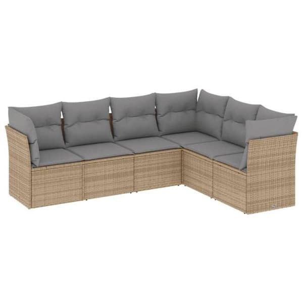 Maison Exclusive - Trädgårdsmöbler med kuddar 6 delar beige flätad resin