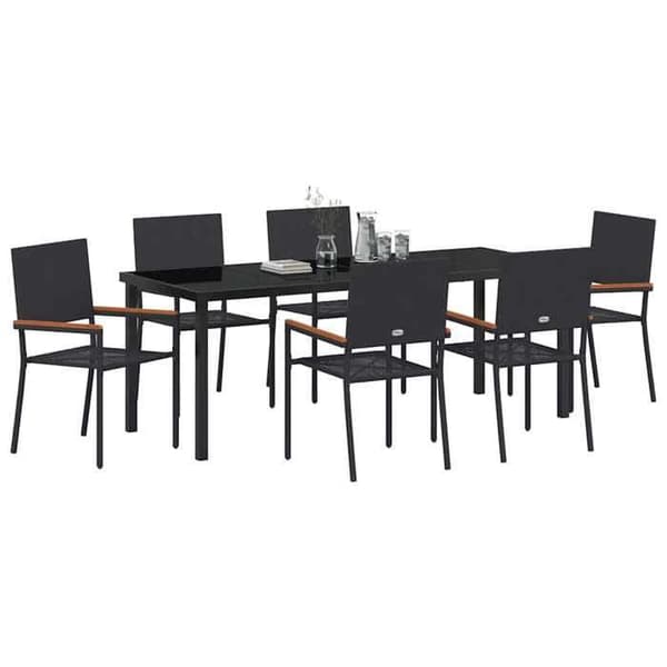 Maison Exclusive - 7 pc have spisebordssæt i sort polyrotin Svart
