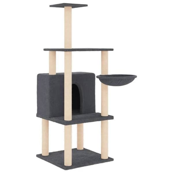 Maison Exclusive - Kissanpuita tummanharmailla sisal-raapimilla 132 cm mörkgrå