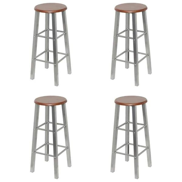 Maison Exclusive - Barstolar set om 4 silver och brunt MDF Silver och brunt