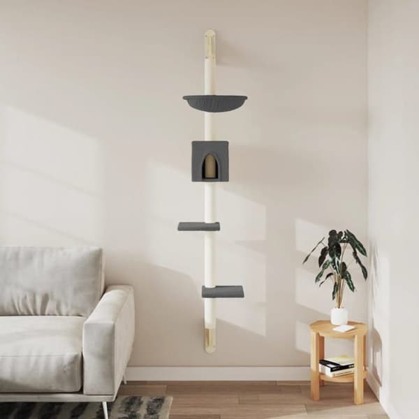 Maison Exclusive - Väggmonterad kattträd med klösträva mörkgrå 187 cm