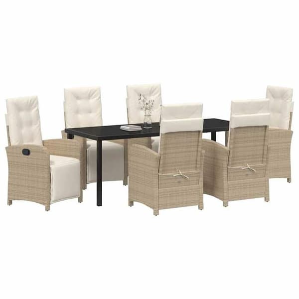 Maison Exclusive - 7 pc spisestue sæt til haven i beige polyrotin beige