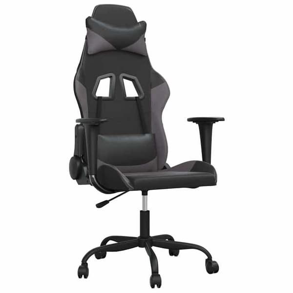 Maison Exclusive - Spelstol med massage Svart och grå Konstläder