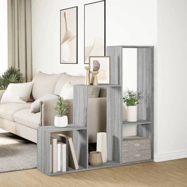 Maison Exclusive - Rumseparator reol 3 niveauer sonoma grå 123x29x123 cm