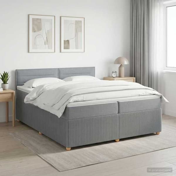 Maison Exclusive - Boxspring säng med madrass Ljusgrå 200 x 200 cm Tyg