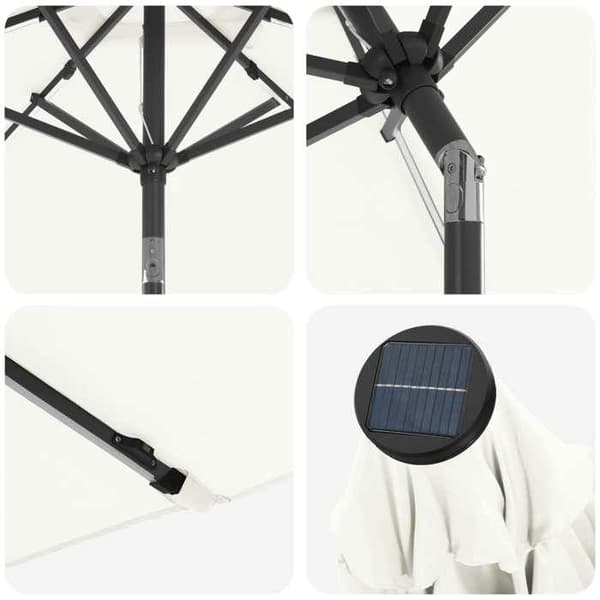 Maison Exclusive - Trädgårdsparasol med LED-lampor och bas 2,7 x 2,7 m