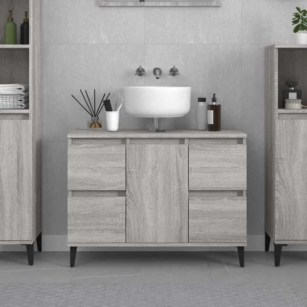 Maison Exclusive - Vaskeskab sonoma grå 80x33x60 cm ingeniørtræ