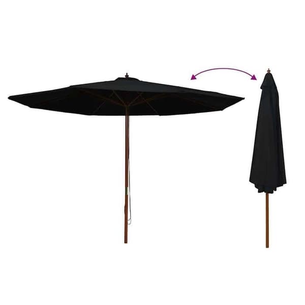 Maison Exclusive - Udendørs parasol med træstang 350 cm Sort