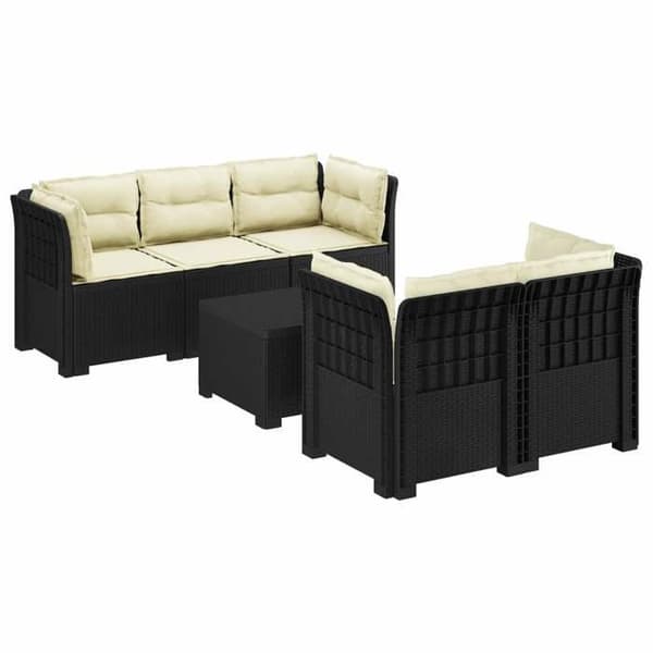 Havemøbel - EKSKLUSIV HUS - 5 pladser - Rattan-look PP - UV-resistent - Grå