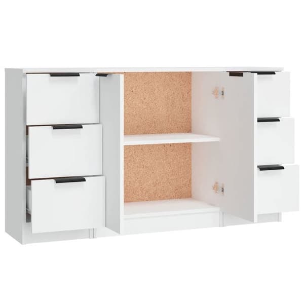 Maison Exclusive - 3 stk. Buffet Hvid Ingeniørtræ