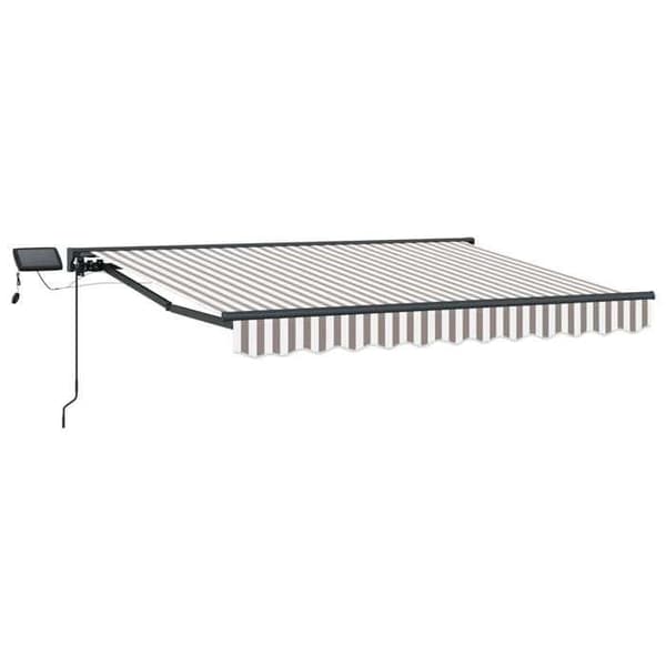 Maison Exclusive - Manuell markisram med LED-lampor Ljusgrå och vit 3,5 x 2,5 m