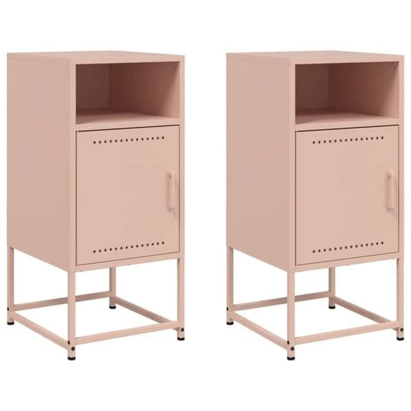 Maison Exclusive - Yöpöydät 2 kpl vaaleanpunainen 36x39x78 cm teräs
