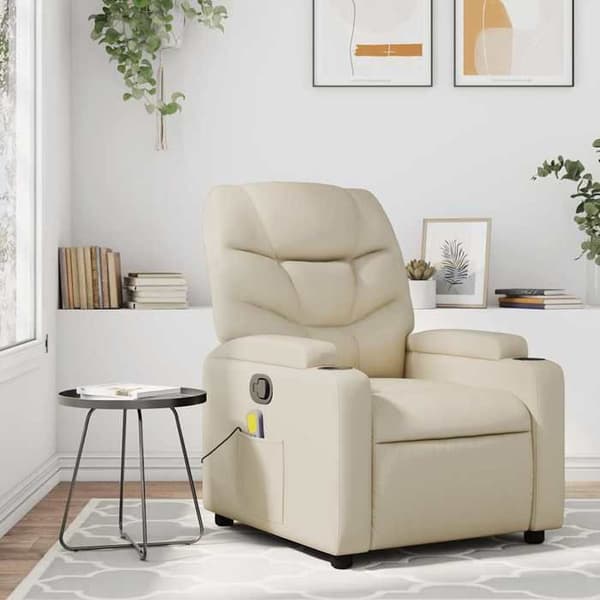 Maison Exclusive - Læderlook massage stol i creme