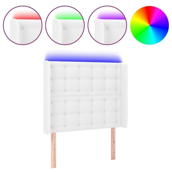 Maison Exclusive - LED Hovedgærde Hvid 103x16x118/128 cm Simililæder