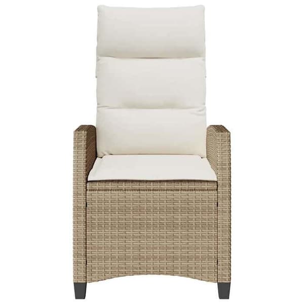 Maison Exclusive - Justerbar havestol og beige polyrotin sidebord