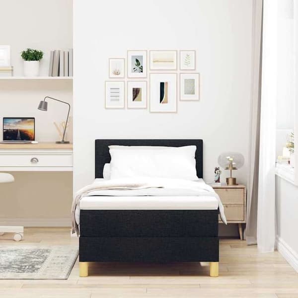 Maison Exclusive - LED-fjederseng med sorte LED-striber 90 x 200 cm stof