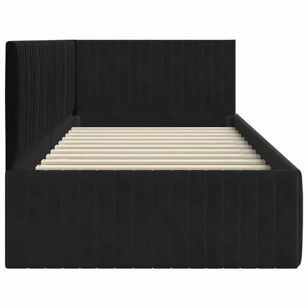 Maison Exclusive - Svart hörnsängram 90 cm x 190 cm Sammet