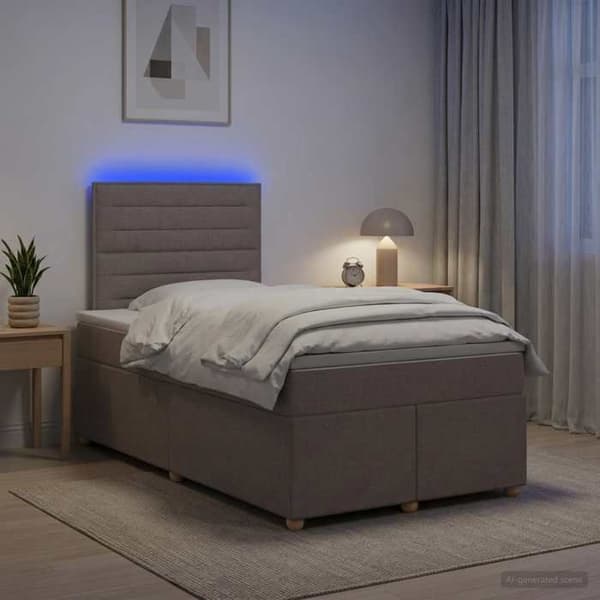 Maison Exclusive - Boxspring seng med madras Taupe 120 x 200 cm Stof