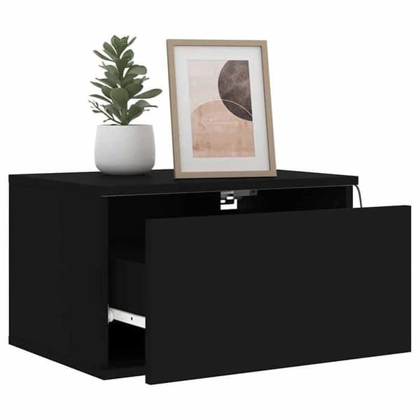 Maison Exclusive - Vægmonterede natborde med LED-lys 2 stk sort svart