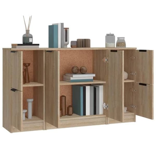 Maison Exclusive - Bufféer 3 st Sonoma ek Ingenjörsträ