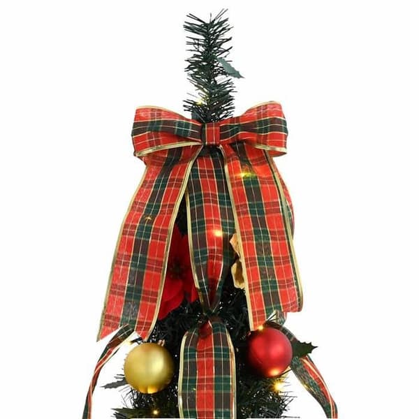 Kunstig juletræ - EKSKLUSIV HUS - Art Deco - 155 cm - 100 forudbelyste LED - USB pop-up foldbart Grön
