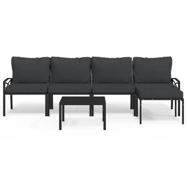 Maison Exclusive - Havegruppe 6 stk med grå stål puder