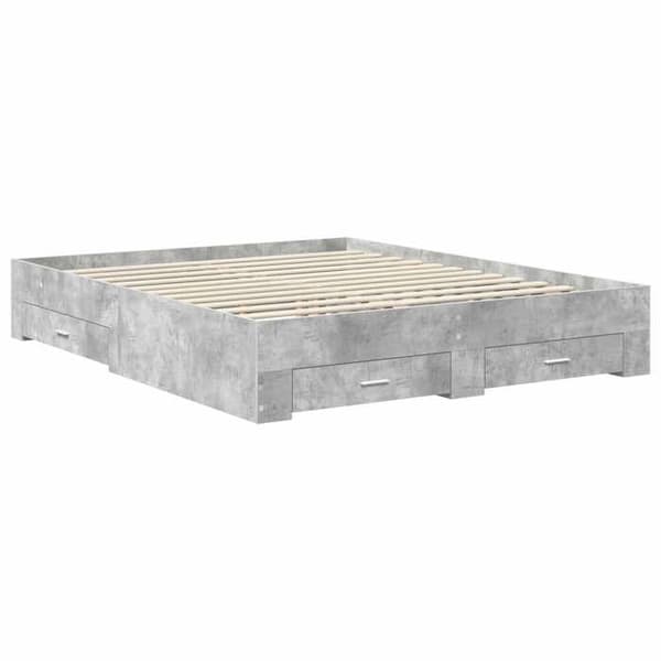 Maison Exclusive - Sängram Grå betong 160 x 200 cm Ingenjörsträ