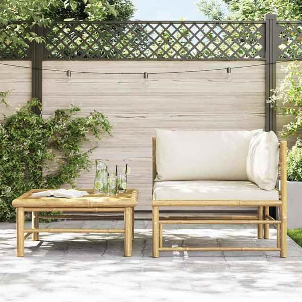 Maison Exclusive - Havegruppe 2 stk med cremehvide puder Bambus