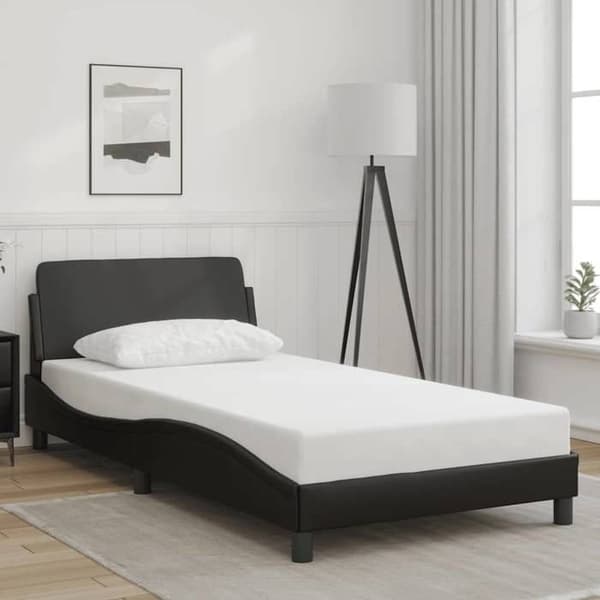 Sengestel - EKSKLUSIV HUS - Dover - 100 x 200 cm - Sort pletresistent kunstlæder - Hovedgærde & lameller Svart