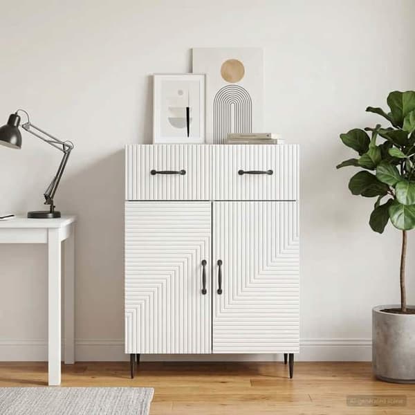 Maison Exclusive - Hvid glans buffet 66 x 34,5 x 89,5 cm Ingeniørtræ