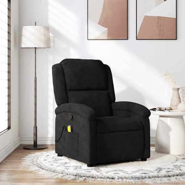 Massage stol - EKSKLUSIV HUS - Kippelig - 6-punkts massage - Sort velour - Kippning 135° Svart