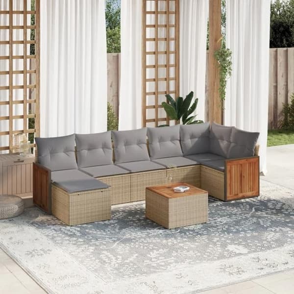 Maison Exclusive - Trädgårdsmöbler med kuddar 8 delar beige flätad resin beige
