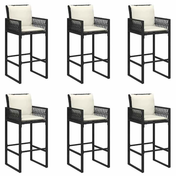 Maison Exclusive - Havebar sæt 7 dele med sorte polyrattan puder Svart