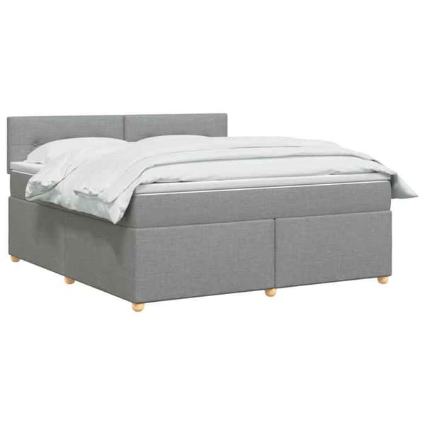 Maison Exclusive - Boxspring seng med madras Lys grå 160 x 200 cm Stof Ljusgrått