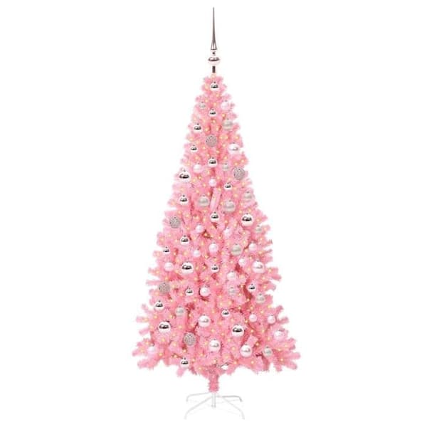 Juletræ - EKSKLUSIVT HUS - Model 180 cm - Rosa - Holdbar PVC - Indbyggede LED USB Ros