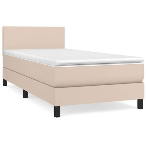 Maison Exclusive - Sänggavel med lameller och madrass Cappuccino 100x200 cm