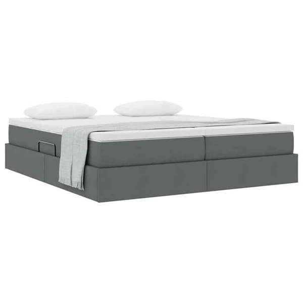 Maison Exclusive - Säng med förvaring och madrass Mörkgrå 200 x 200 cm Polyester Mörkgrå