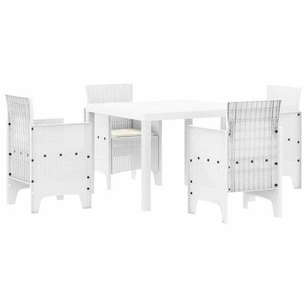 Trädgårdsmöbler - EXKLUSIVT HEM - 5 delar - Vit - UV-beständig poly-rattan - Kuddar ingår Vit