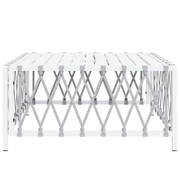 Maison Exclusive - Valkoinen puutarhapöytä 70x70x34 cm kudottu kangas Vit