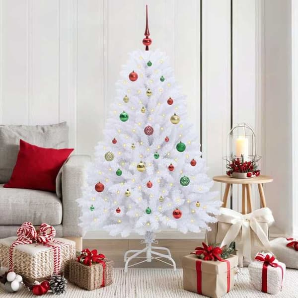 Kunstig juletræ - EKSKLUSIV HUS - Ledede grene - Hvid - 150 cm - LED 8 tilstande Vit