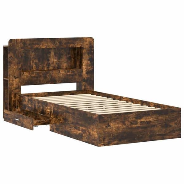Maison Exclusive - Sängram med förvaring Rökt ek 90 x 190 cm