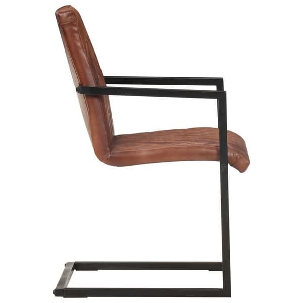 Maison Exclusive - Stolar för matplats, svängd modell, 4-pack, äkta läder, bruna
